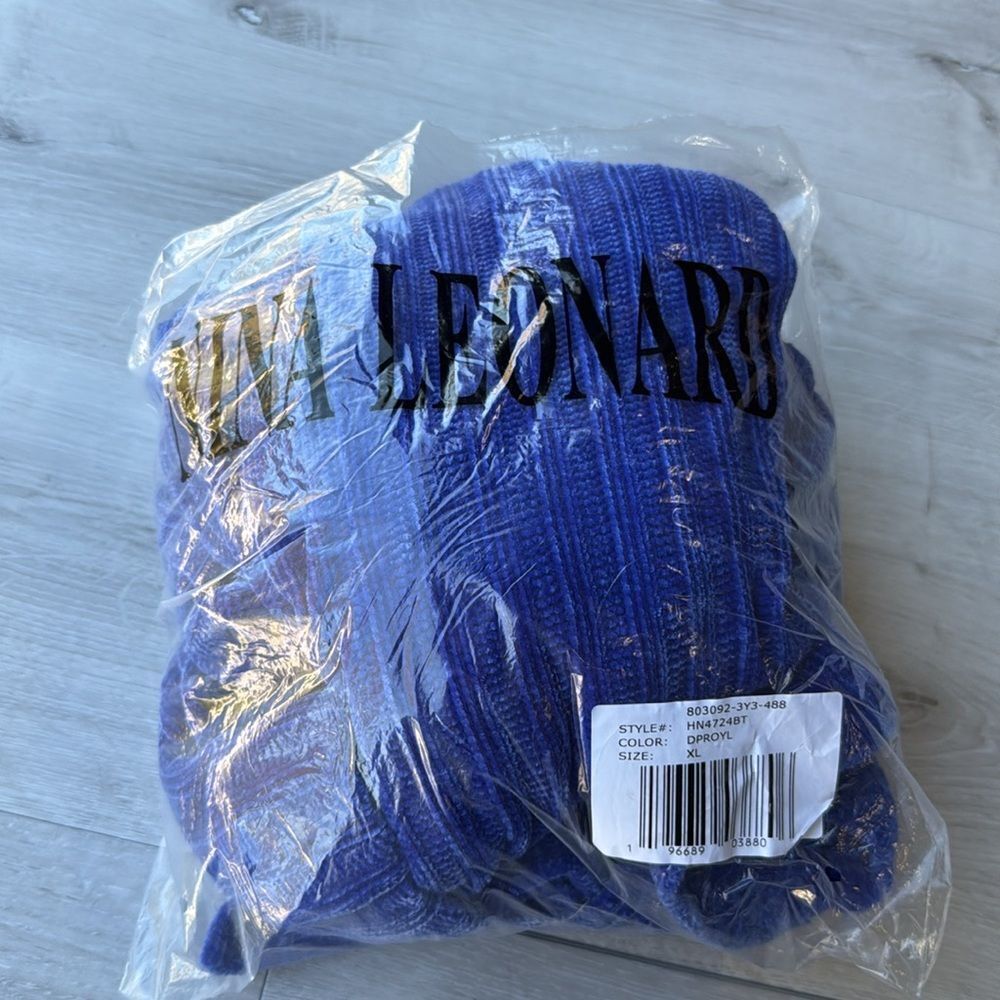 Nina Leonard Long-Sleeve Cowl Neck Sweater Tunic blue size XL NWT in packaging - Picture 2 of 4